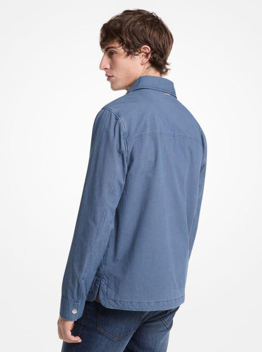 Garment-Dyed Stretch Cotton Poplin Shirt Jacket