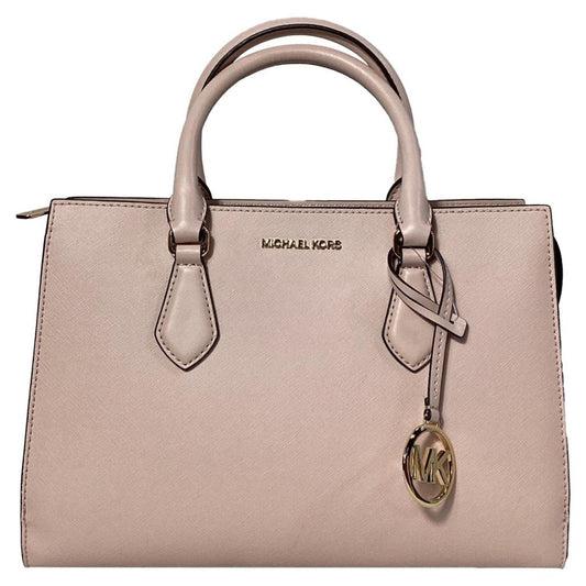 Sheila Medium Satchel in Powder Blush Pink Faux Saffiano Leather