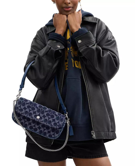 Brook Flap Small Chain Bag in Signature Denim