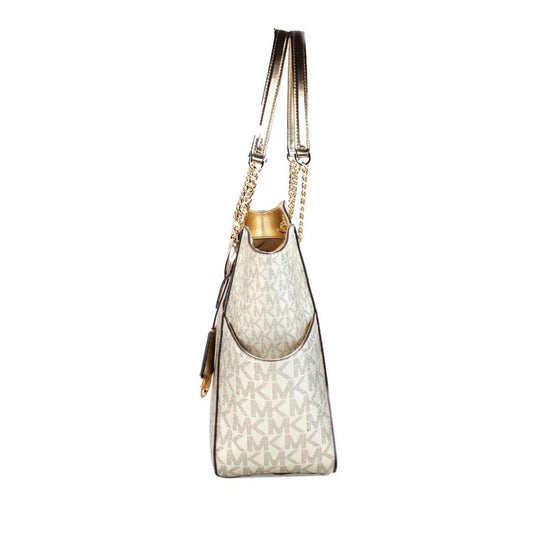 Michael Kors Jet Set Large Pale Signature X Cross Chain Shoulder Tote Women's Bag