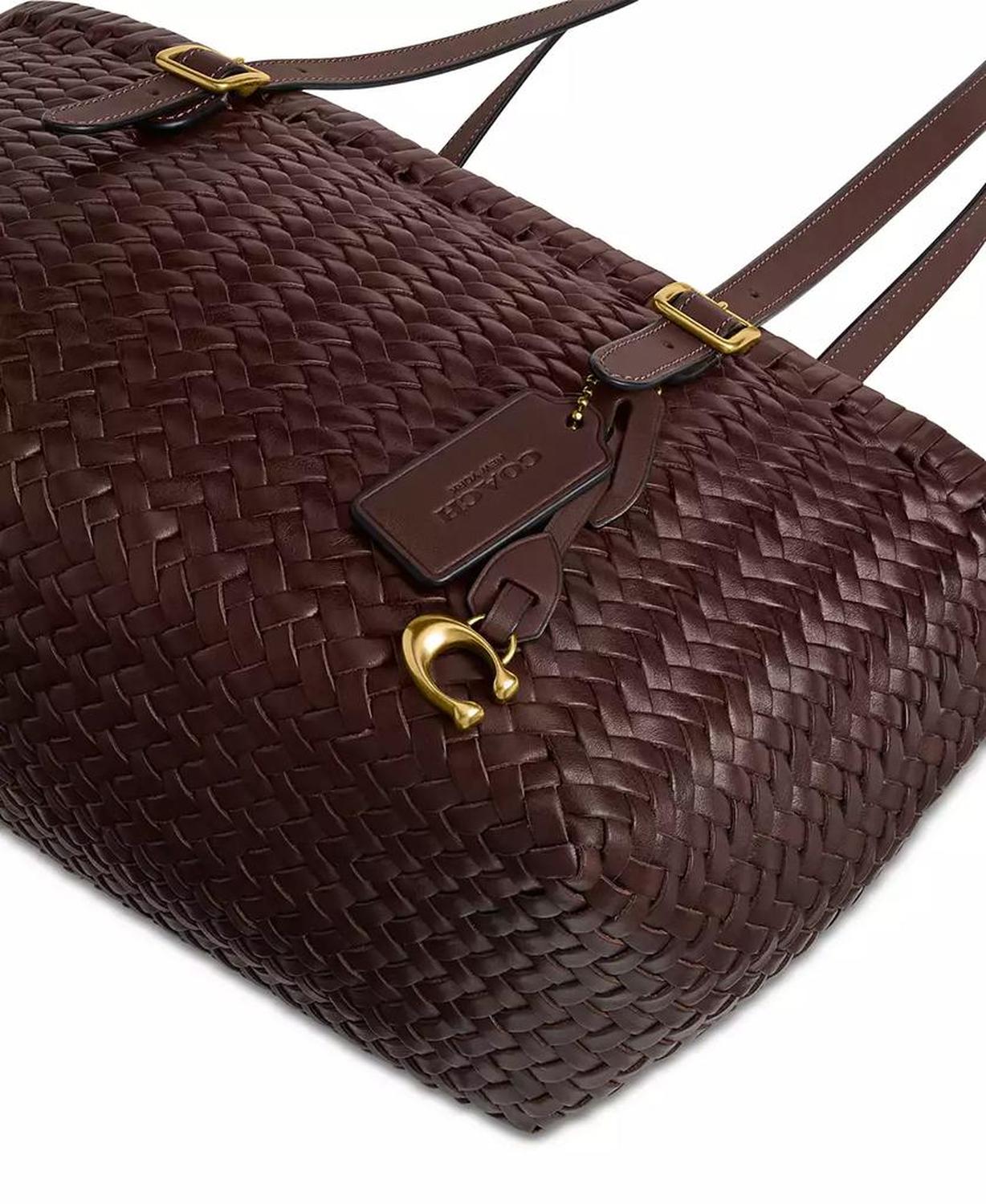 Woven Leather Swing Tote Bag