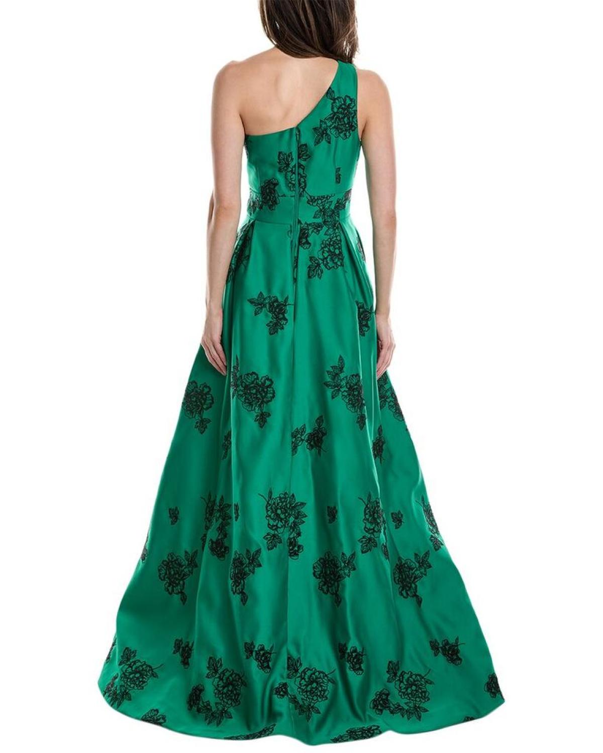 Marchesa Notte One-Shoulder Heavy Duchess Satin Gown