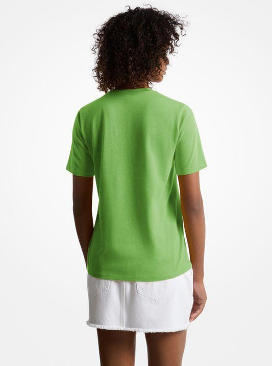 Sequined Logo Cotton T-Shirt