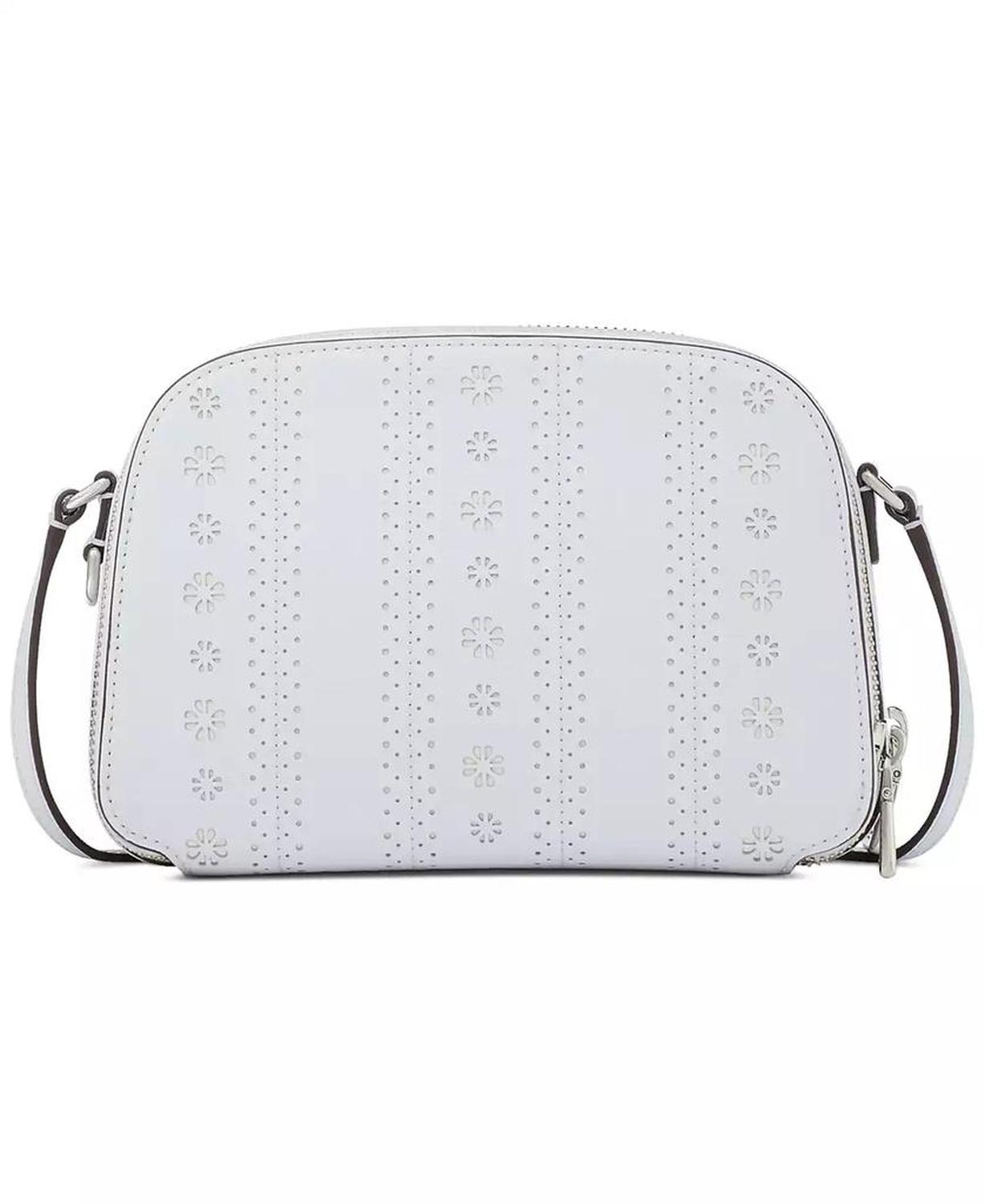 Serena Pointelle Double-Zip Dome Leather Crossbody