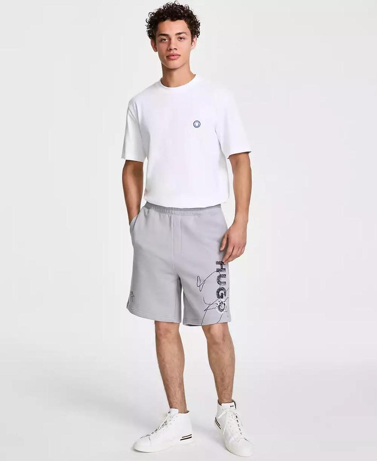 Men's Cotton Sketch-Logo Relaxed Shorts