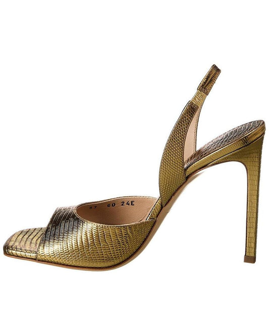 Marisa Lizard-Embossed Leather Slingback Sandal
