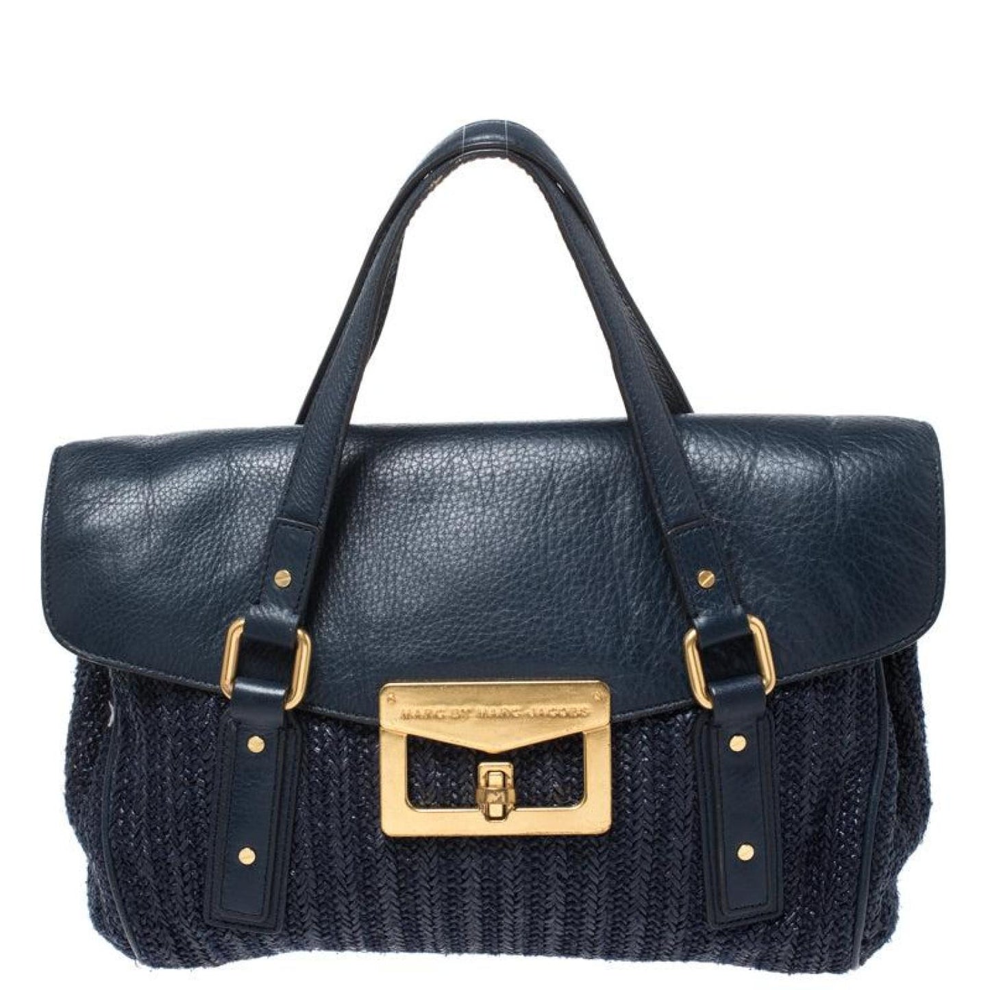 Marc By Marc Jacobs Straw And Leather Flap Satchel