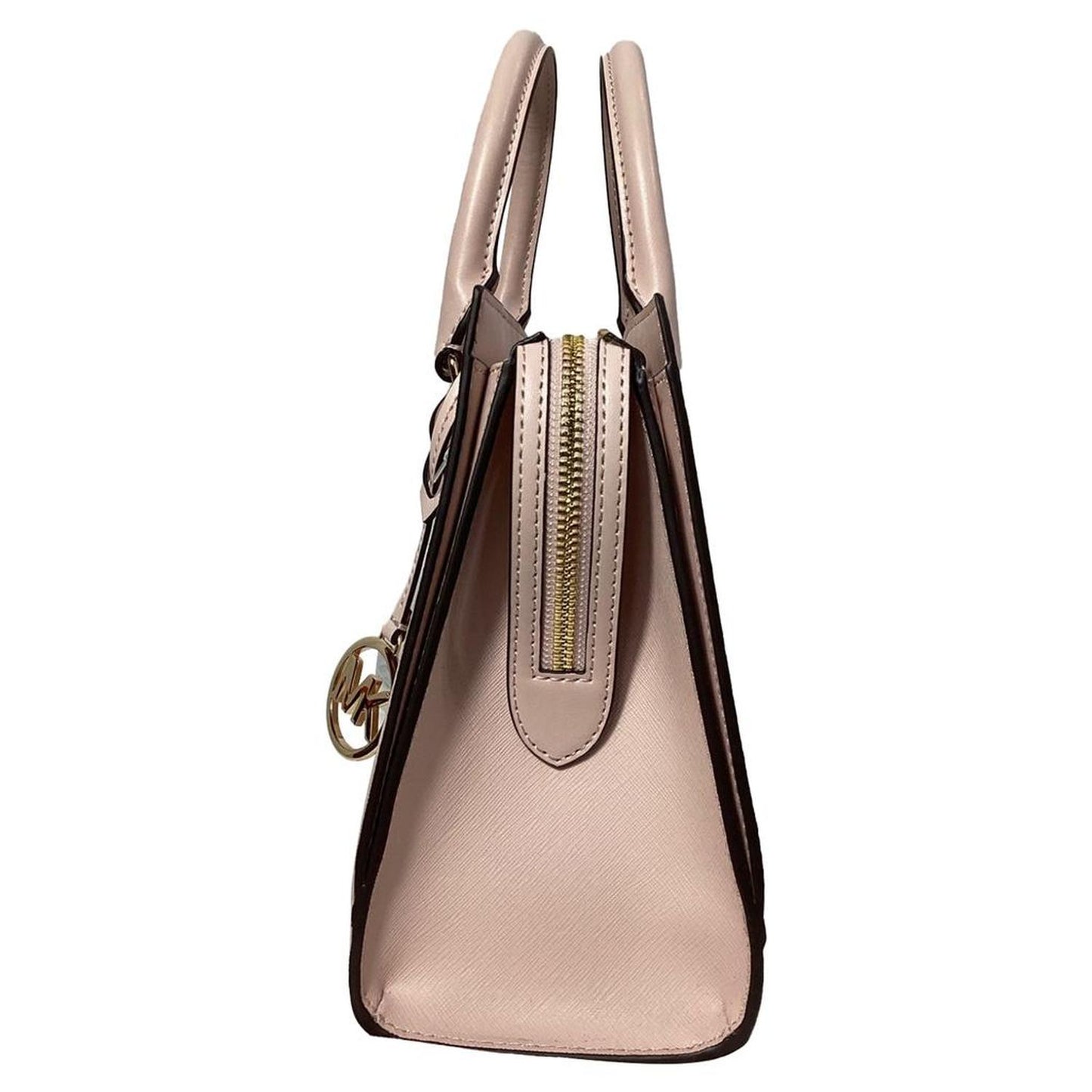 Sheila Medium Satchel in Powder Blush Pink Faux Saffiano Leather