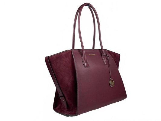 Women's Avril Suede Leather Top Zip Satchel Bag In Oxblood Red
