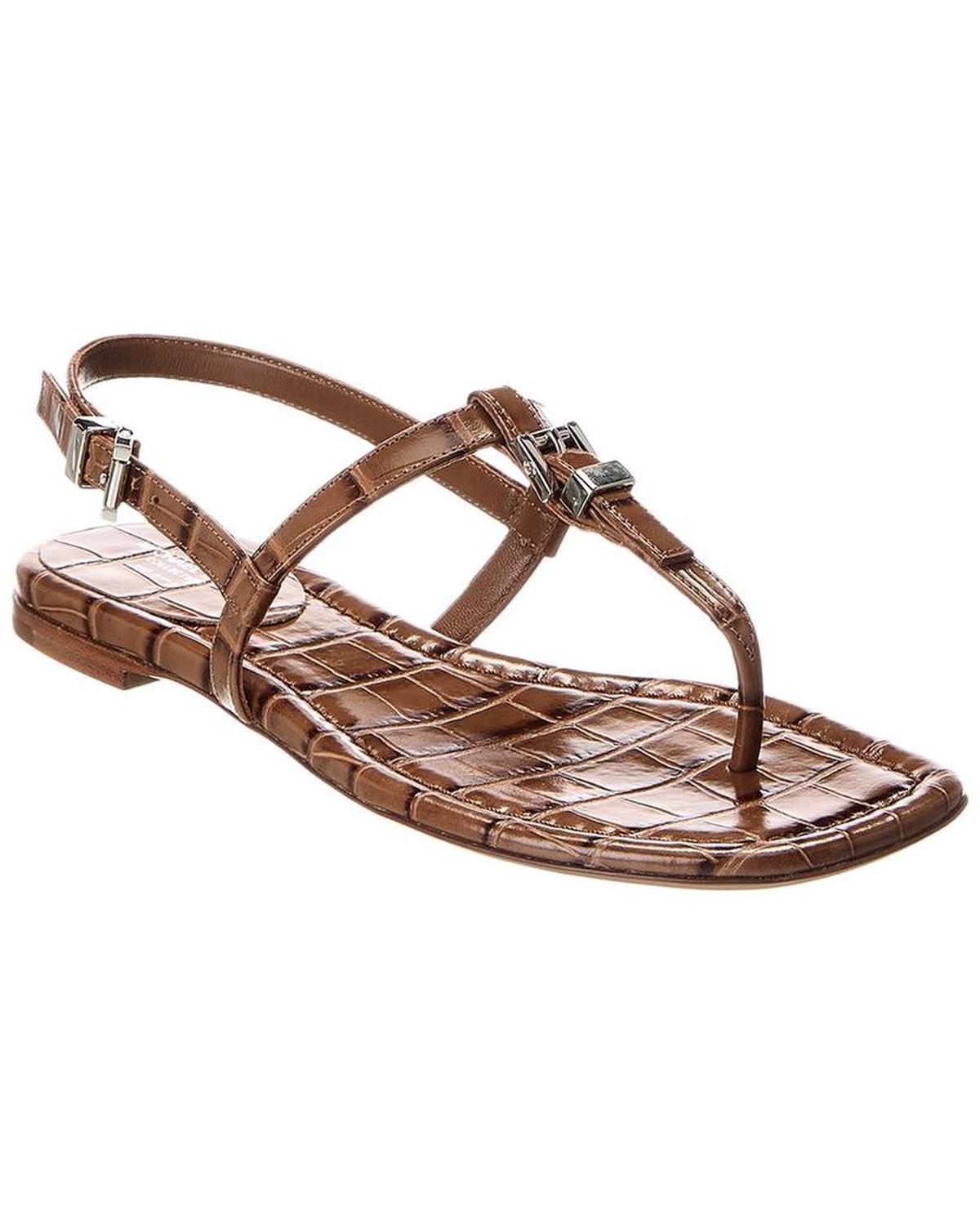 Sofia Runway Croc-Embossed Leather Sandal