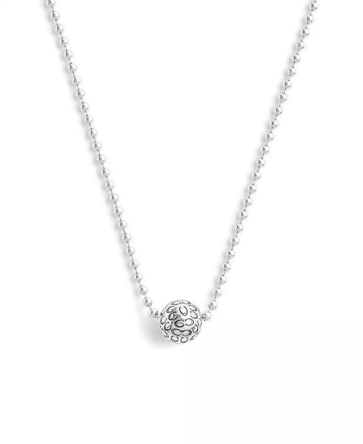 Rhodium Signature Quilted Orb Pendant Necklace