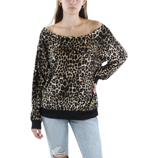 Womens Asymmetrical Neckline Long Sleeve Pullover Top