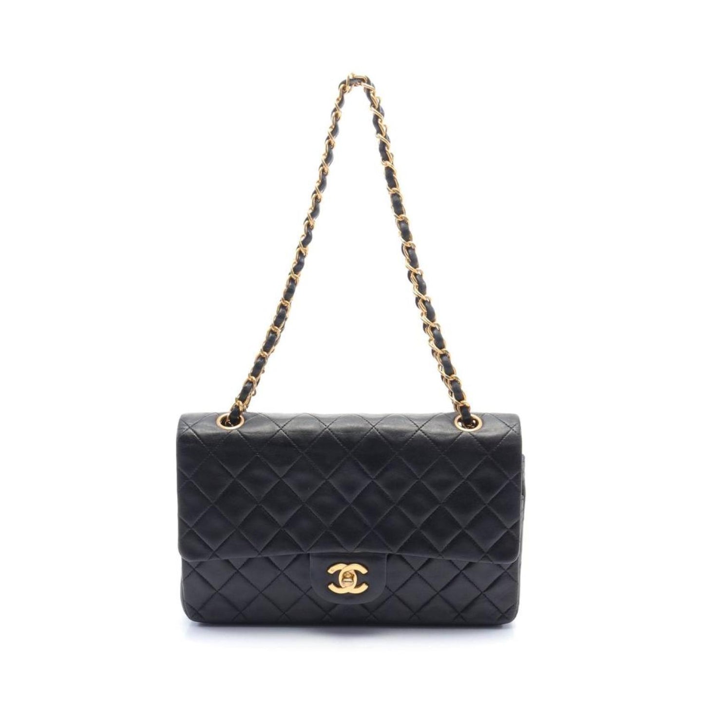 Matelasse W Flap W Chain Shoulder Bag Lambskin Gold Hardware Vintage