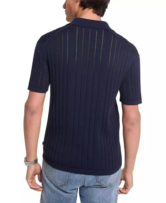 Men's Pointelle Stripe Polo Shirt