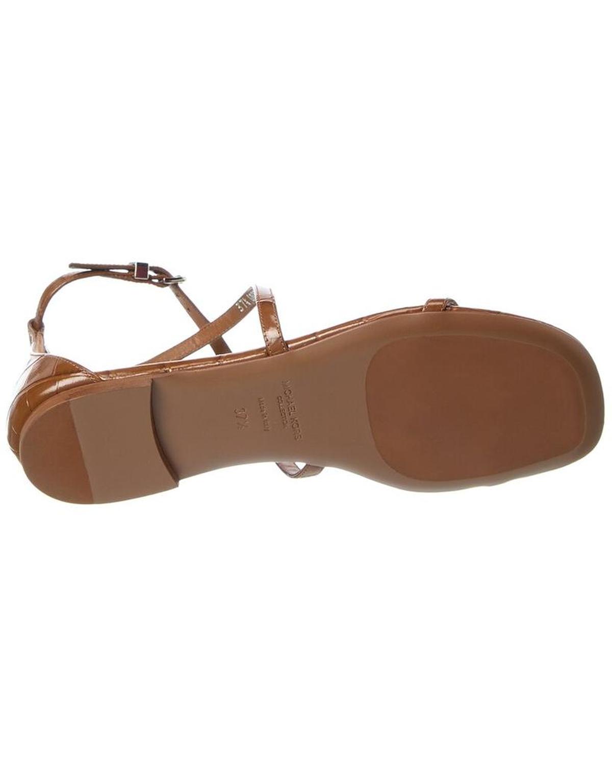 Polly Runway Croc-Embossed Leather Sandal