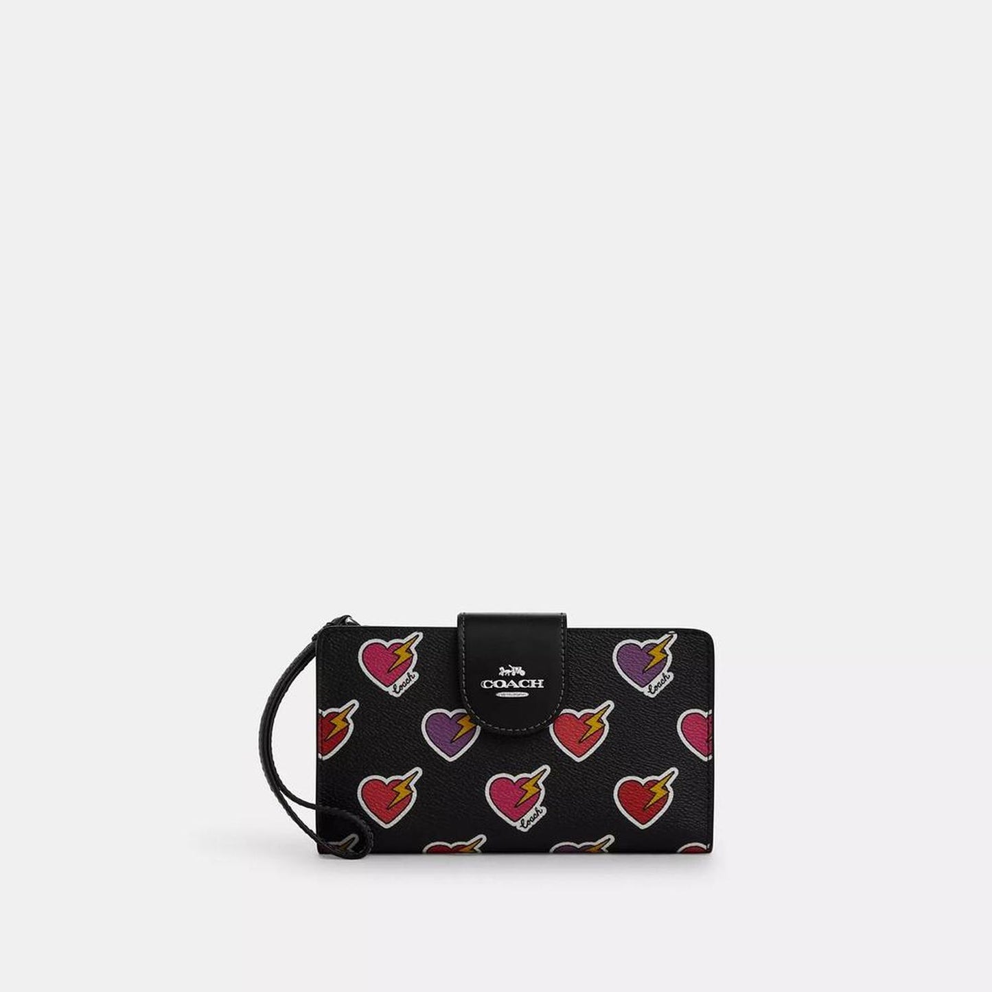 Coach Outlet Phone Wallet With Heart Bolt Print