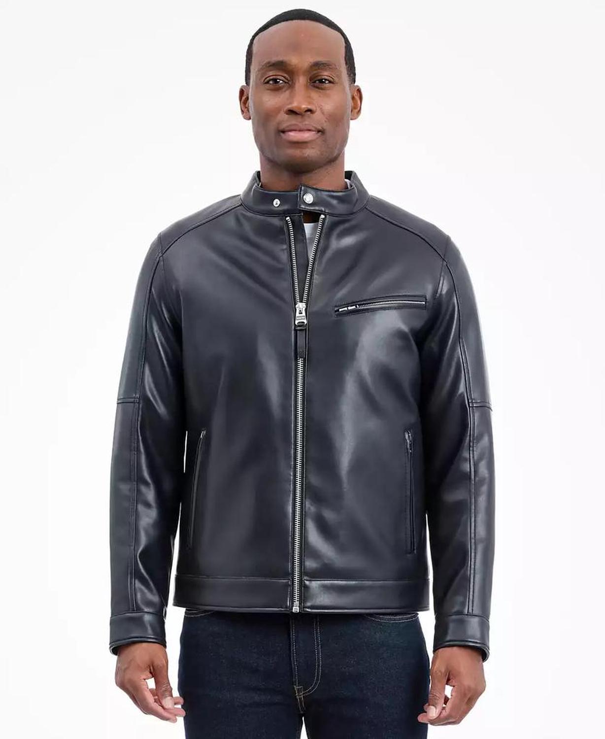Men's Faux Leather Moto Jacket