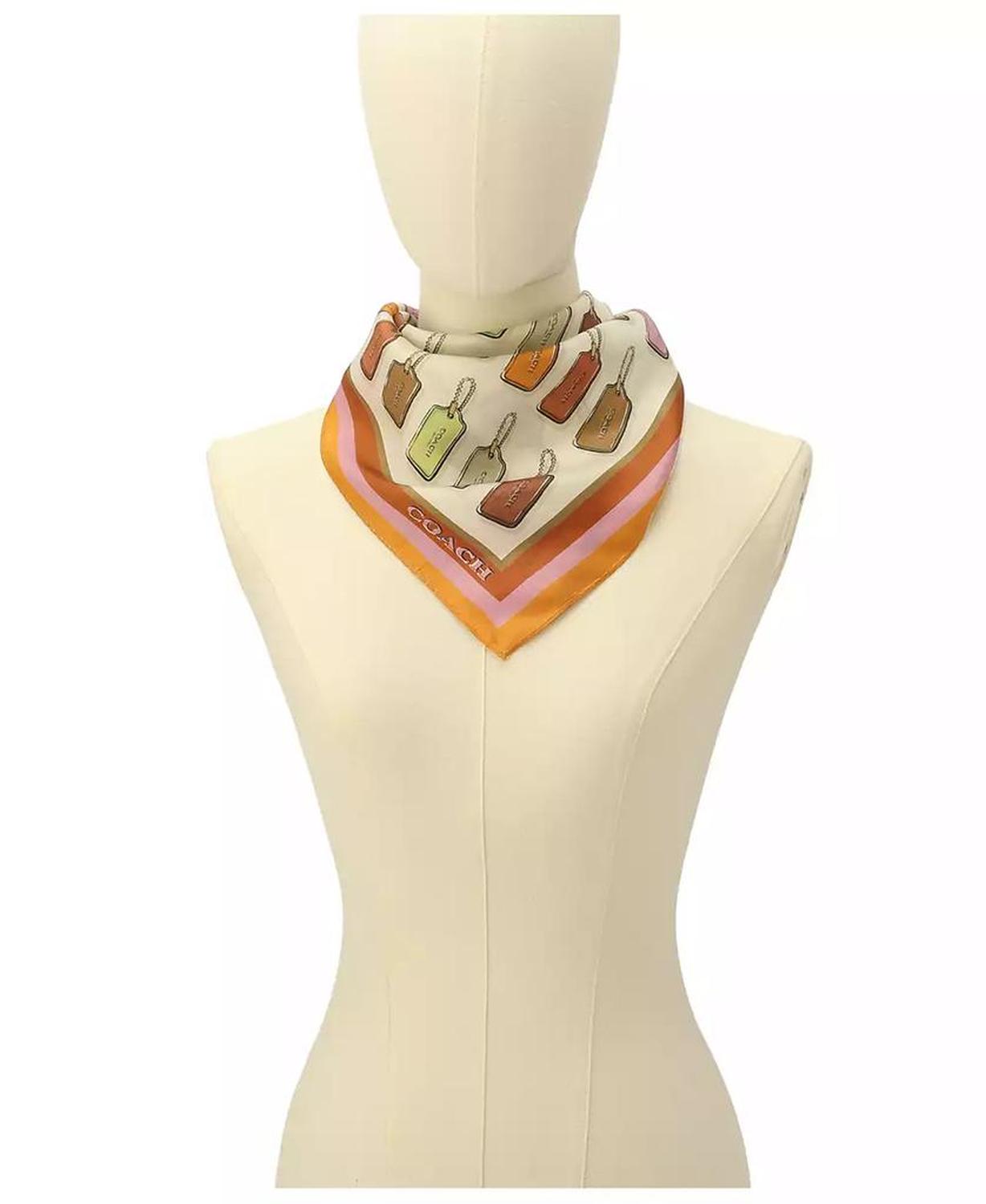 Hangtag Print Silk Bandana Scarf