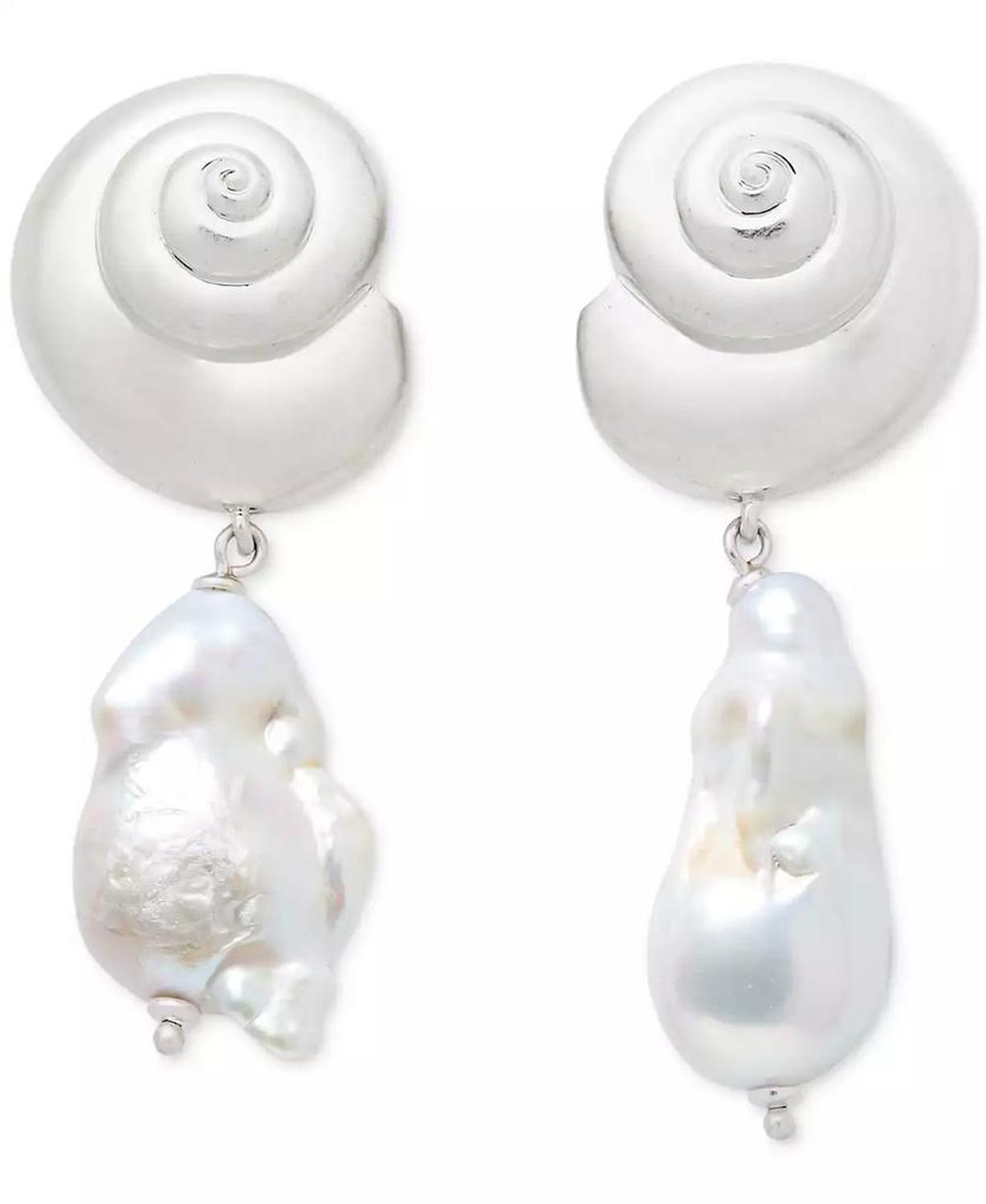 Shell & Freshwater Pearl Drop Earrings