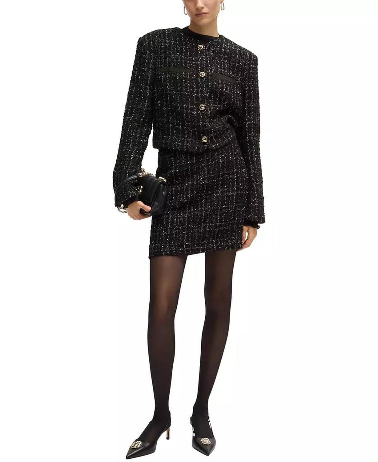 Women's Sparkle-Effect Tweed Mini Skirt