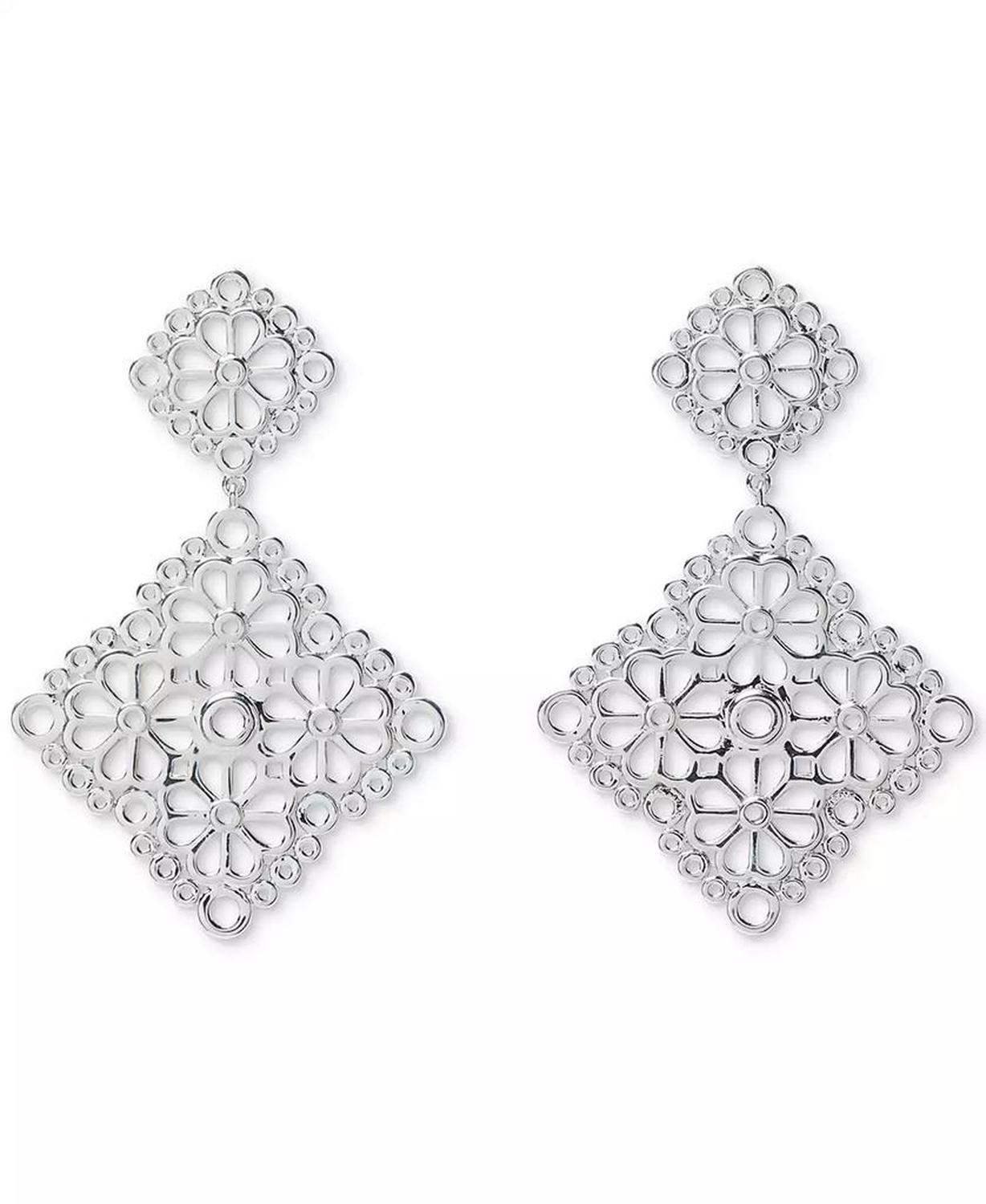 Spade Flower Lace Drop Earrings