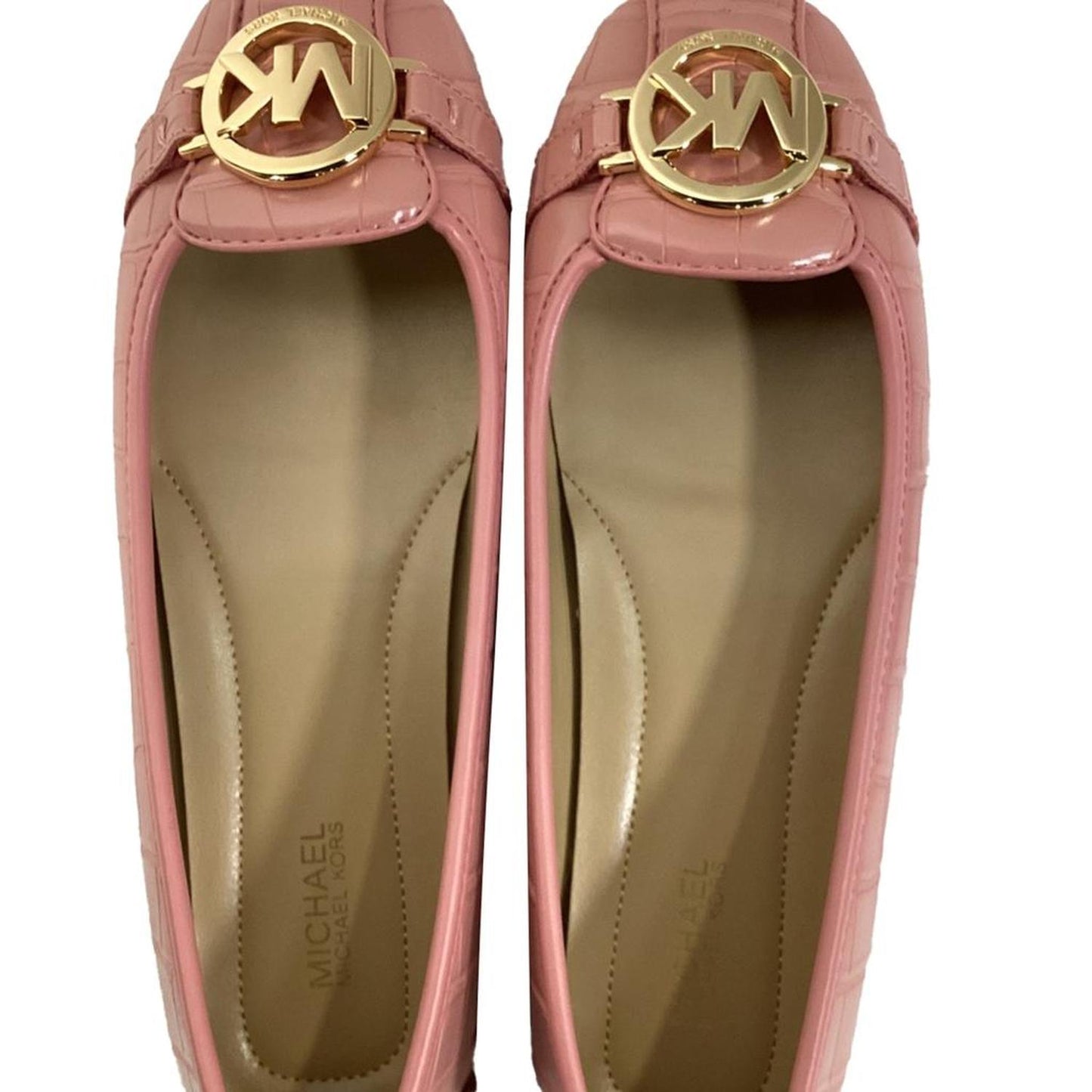 Fulton Moccasin in Primrose Pink Crocodile Embossed Leather