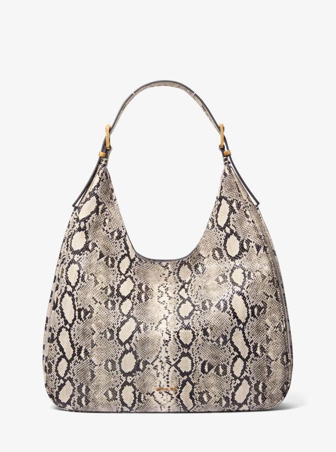 Nolita Large Snake Embossed Leather Hobo Shoulder Bag