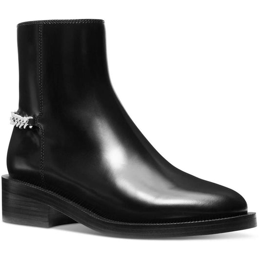 Carlisle Flat Bootie Womens Chain Leather Ankle Boots