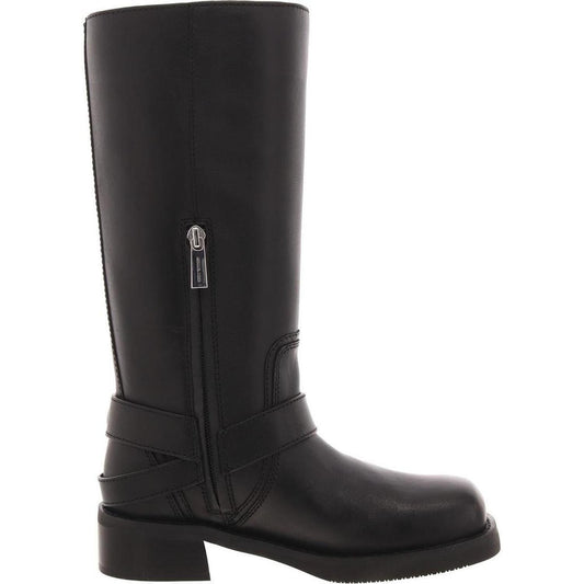 40F4CBFB7L Womens Buckle Leather Mid-Calf Boots