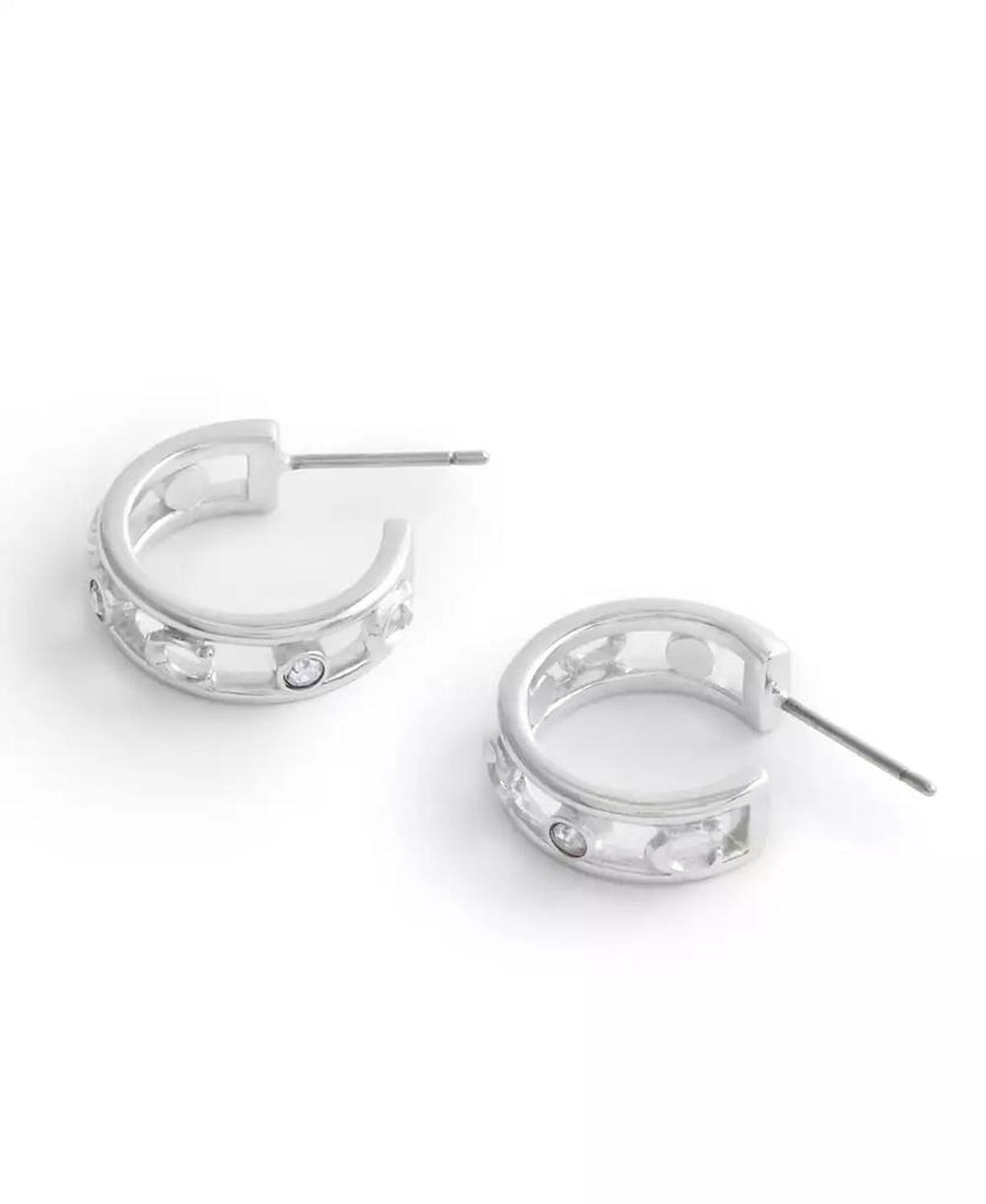 Faux Stone Signature C Open Hoop Earrings