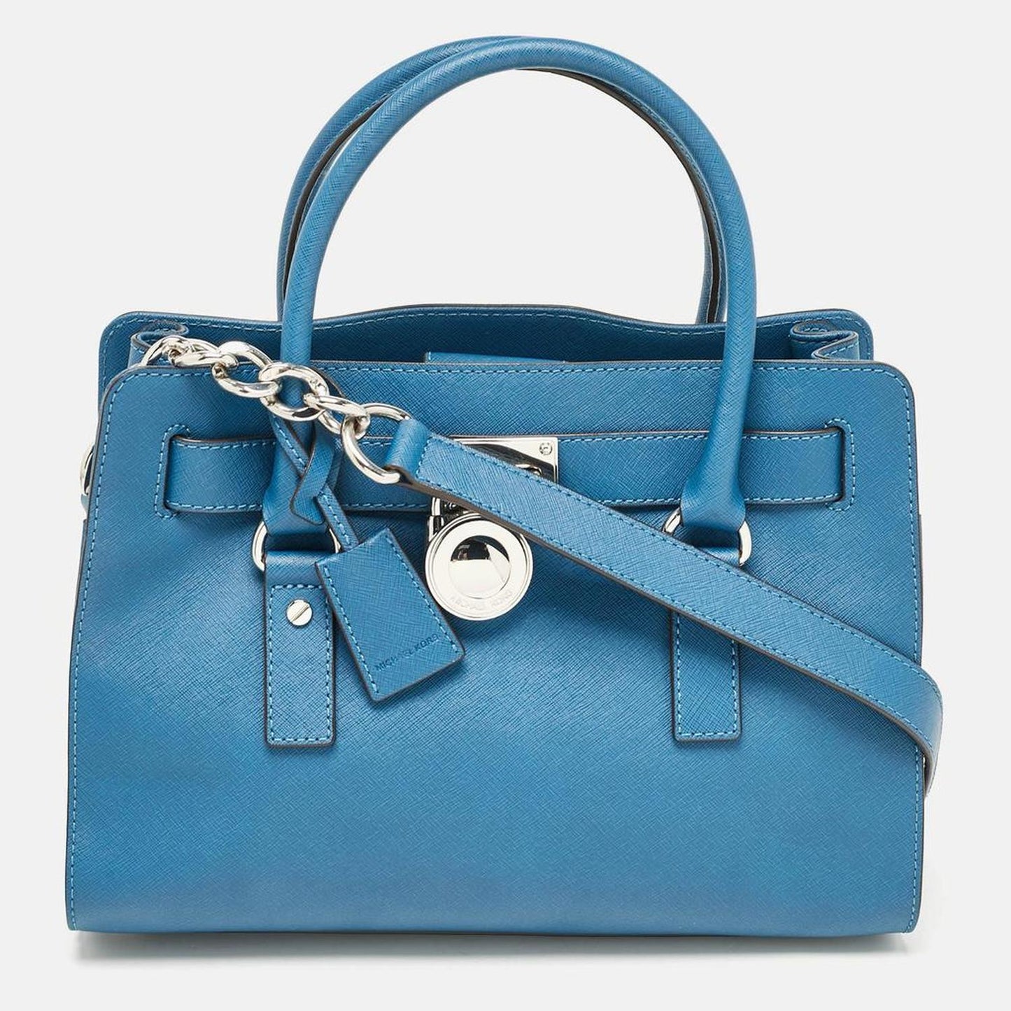Michael Kors Blue Leather Medium Hamilton East West Tote