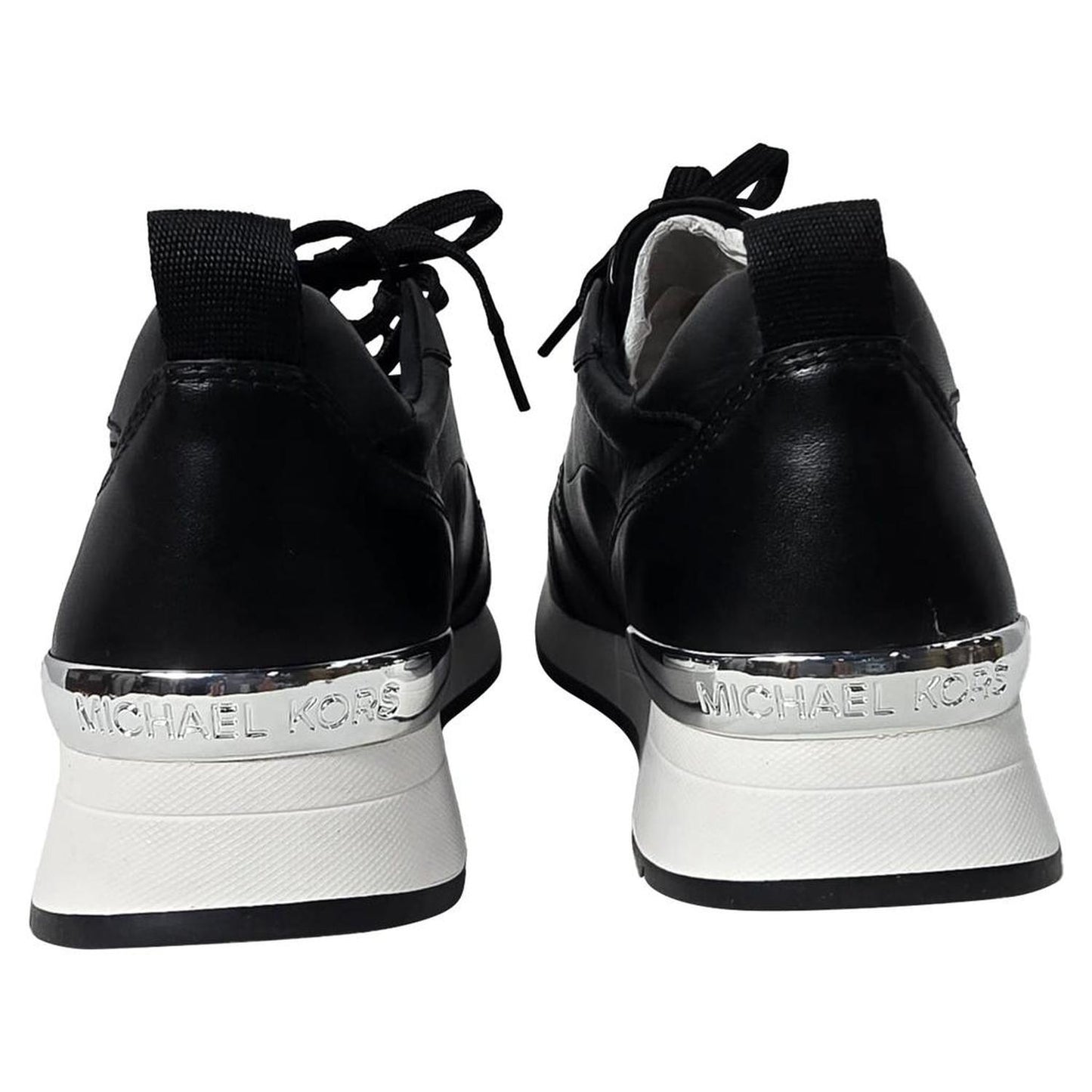 Allie Stride Trainer in Black Leather and Nylon