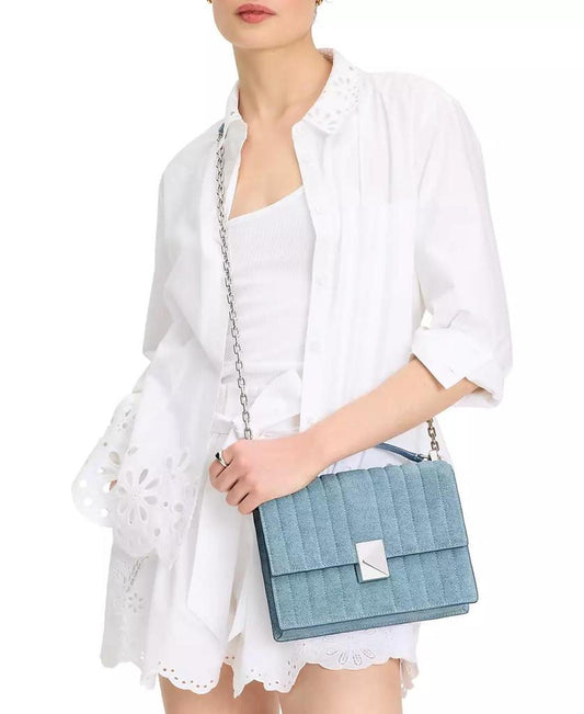 Deco Denim Chain Leather Shoulder Bag