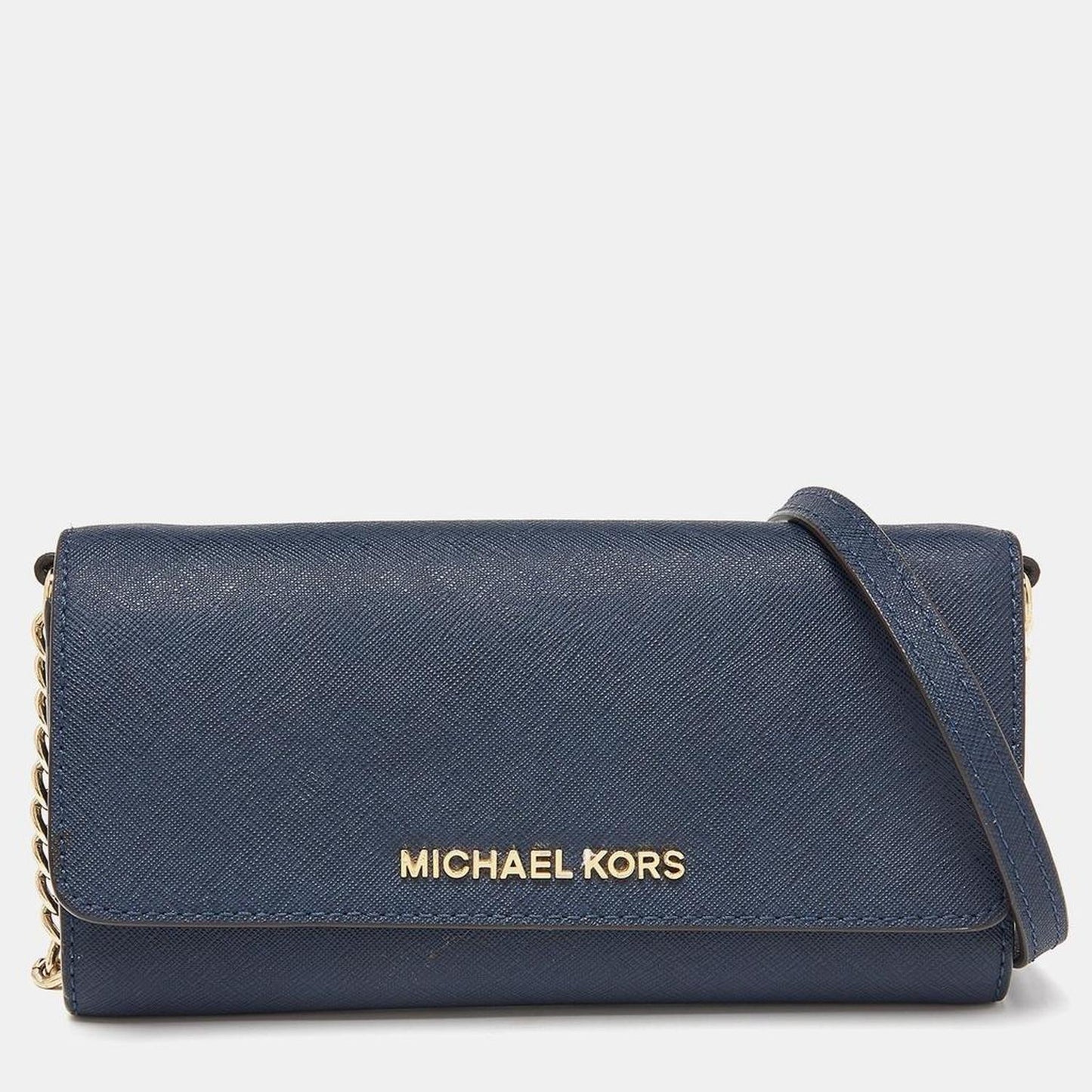Michael Kors Leather Jet Set Travel Wallet On Chain