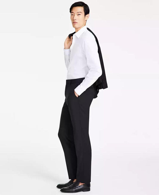 by Hugo Boss Men's Modern-Fit Wool Black Suit Pants