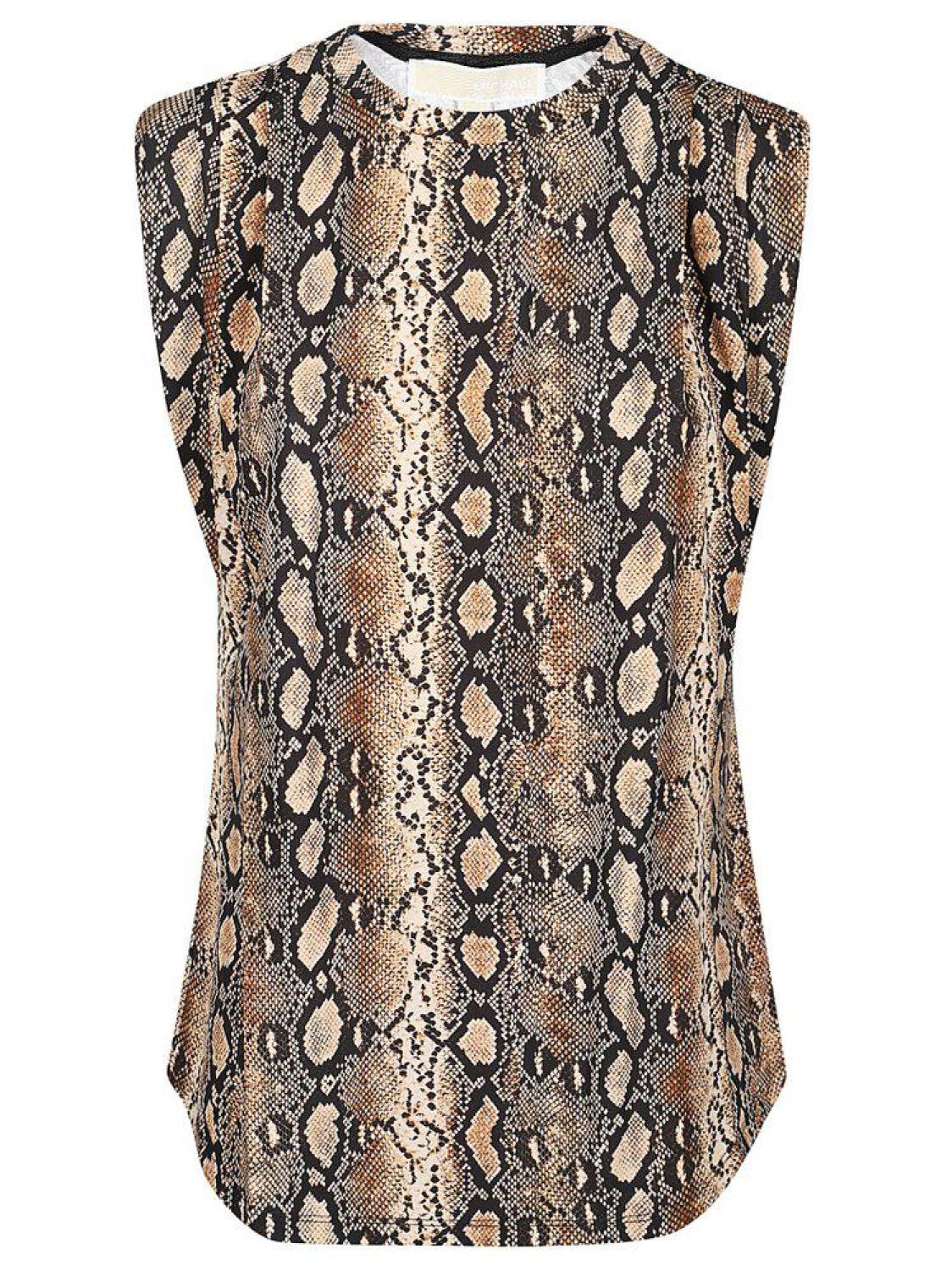 Michael Michael Kors Snakeskin Print Crewneck Sleeveless Top