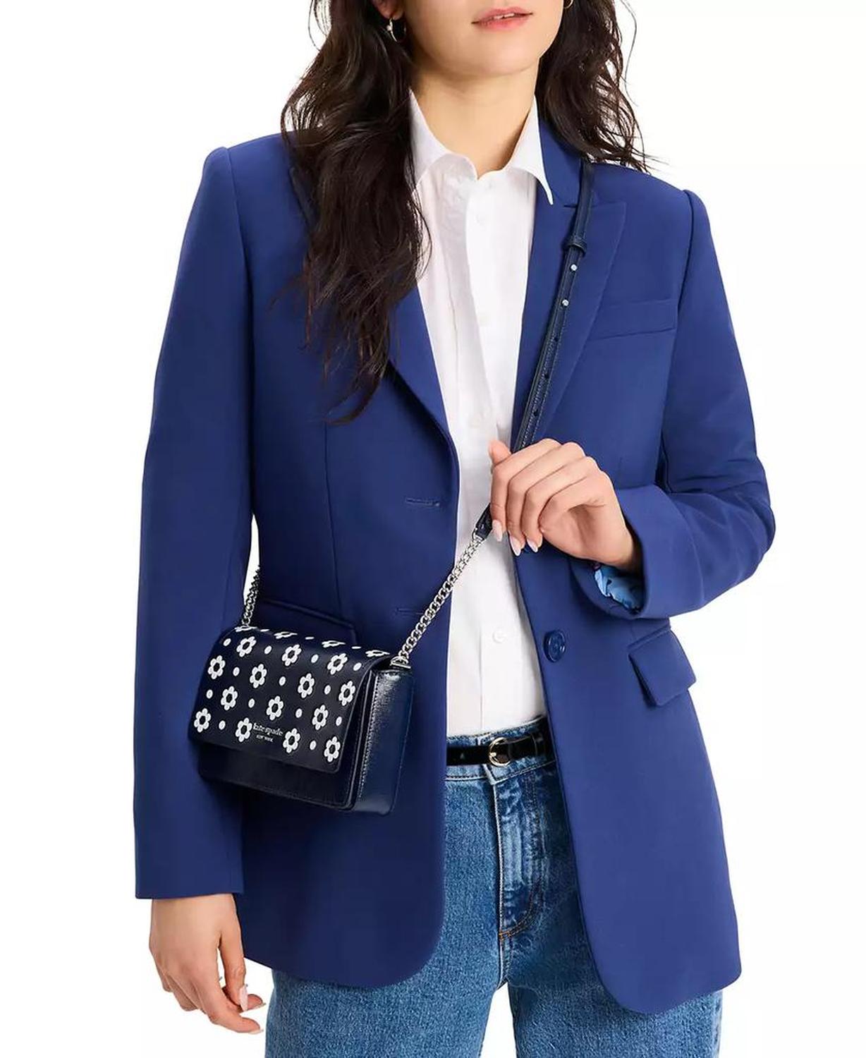 Morgan Daisy Dot Embossed Saffiano Leather Flap Chain Wallet Crossbody