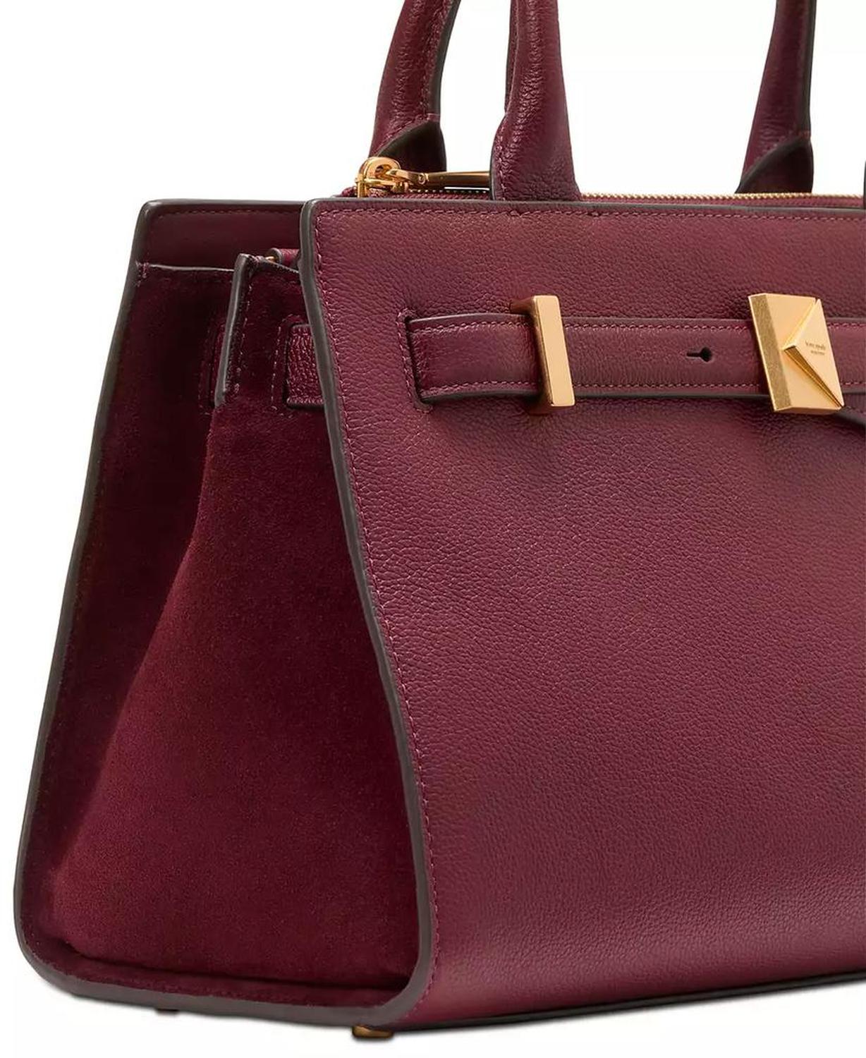 Deco Pebbled Leather and Suede Medium Satchel