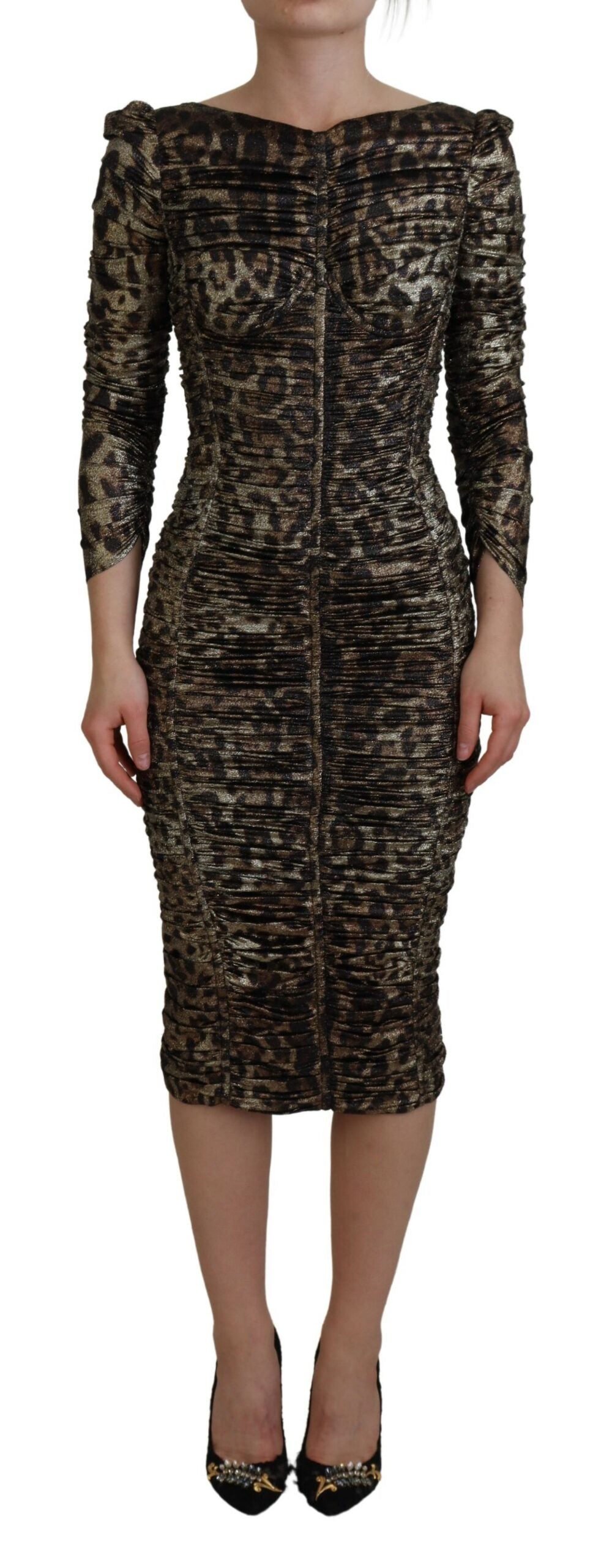 leopard print midi bodycon dress Reiss Leopard-Print Jersey Bodycon Dress in Neutral