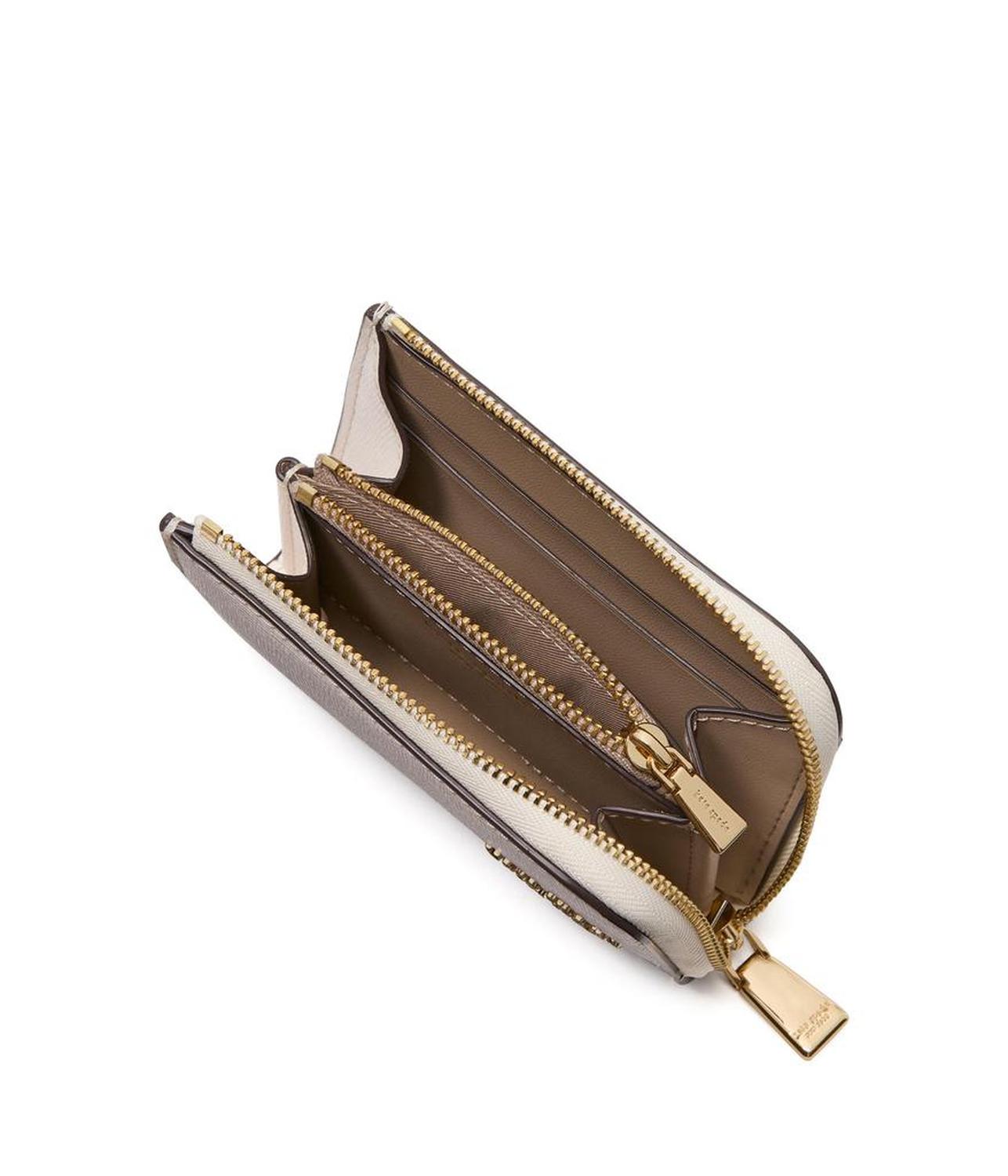 Devin Colorblocked Saffiano Leather Zip Card Case