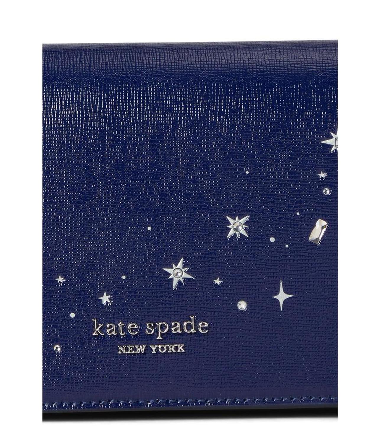 Devin Embellished Shiny Saffiano Flap Chain Wallet