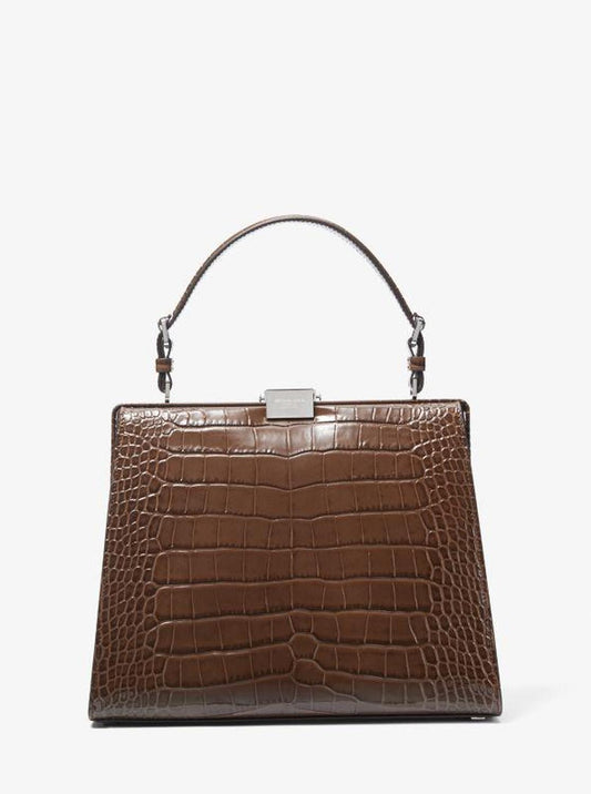 Simone Crocodile Embossed Leather Satchel