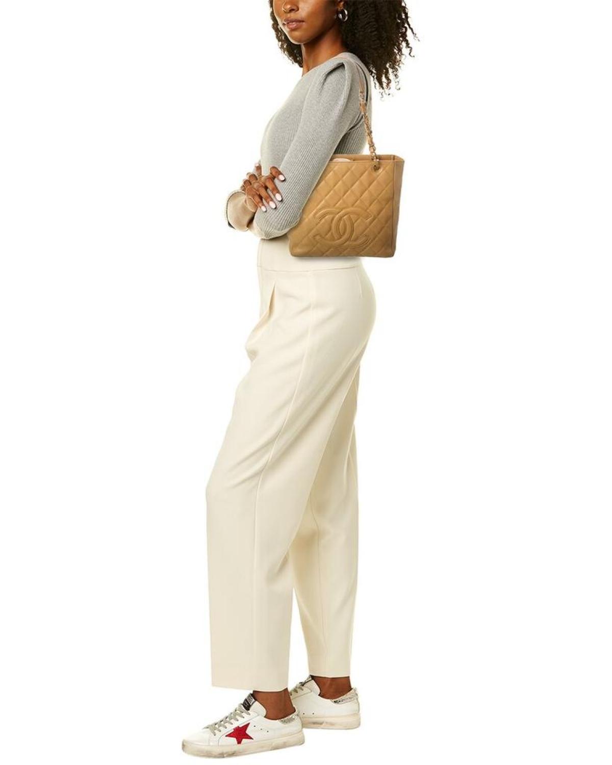 Chanel Beige Caviar Leather Petite Shopping Bag (Authentic Pre-Owned)