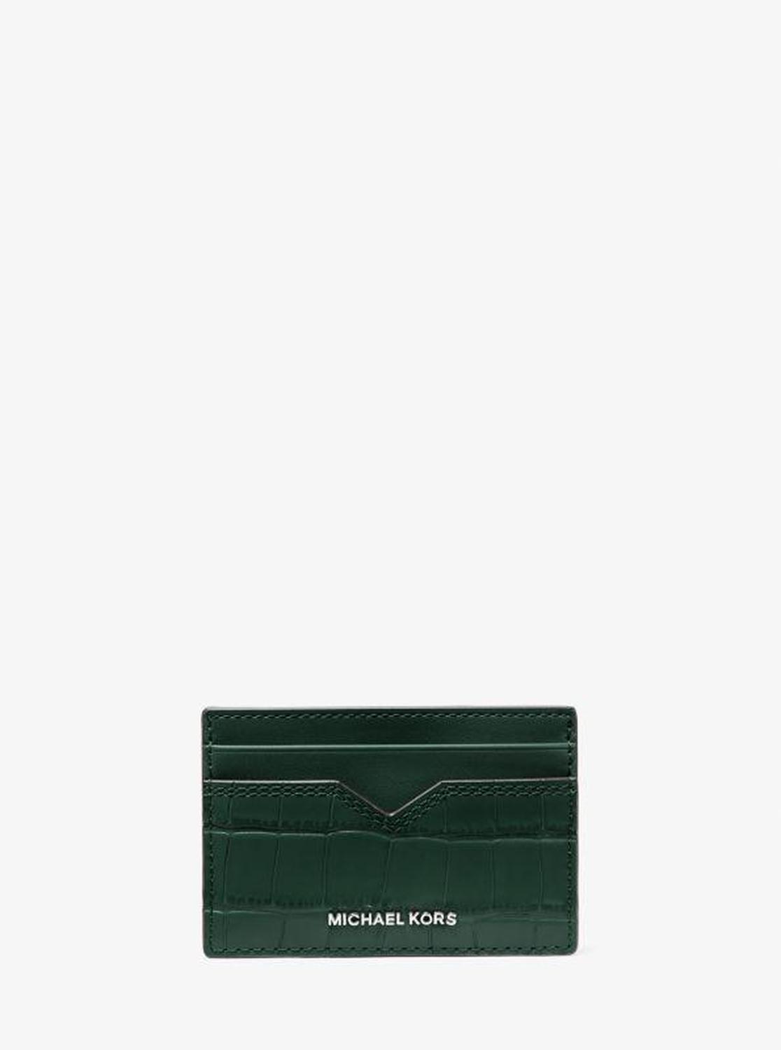 Hudson Crocodile-Embossed Leather Card Case