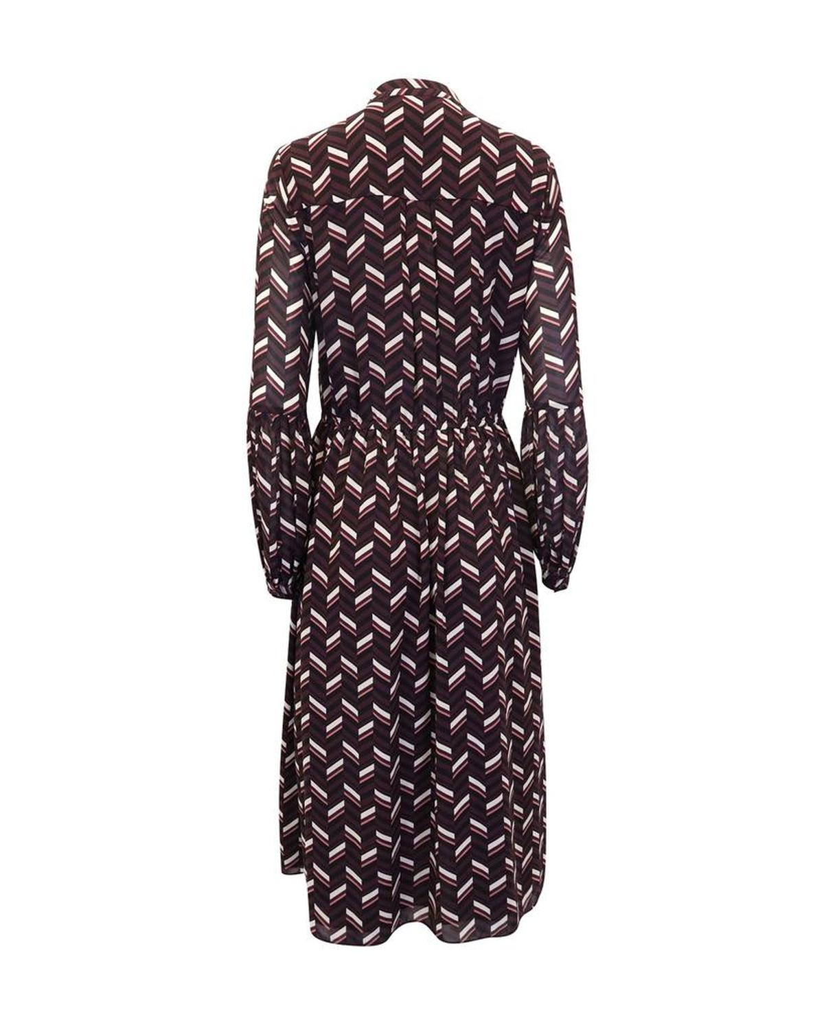 Chevron-print Midi Dress in Purple Polyester