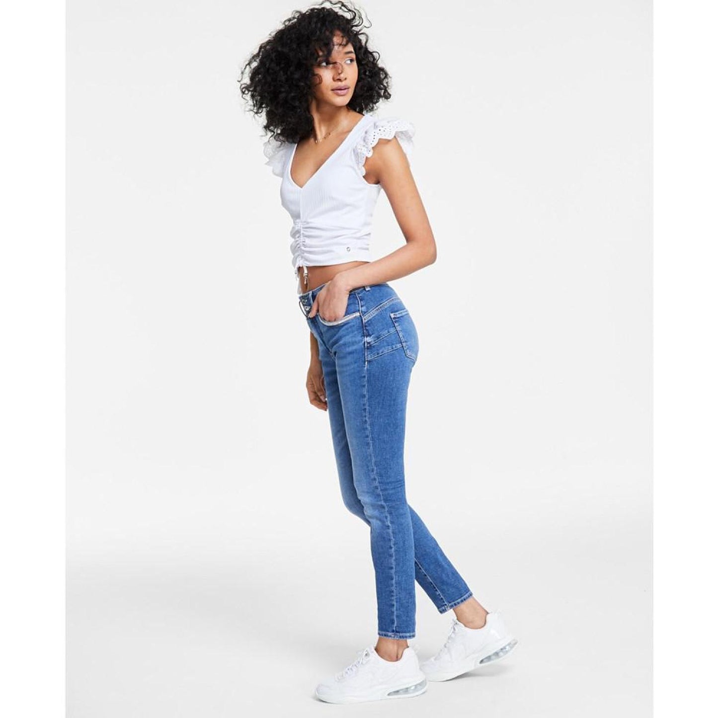 Women's Rhinestone Trimmed Skinny Ankle Jeans