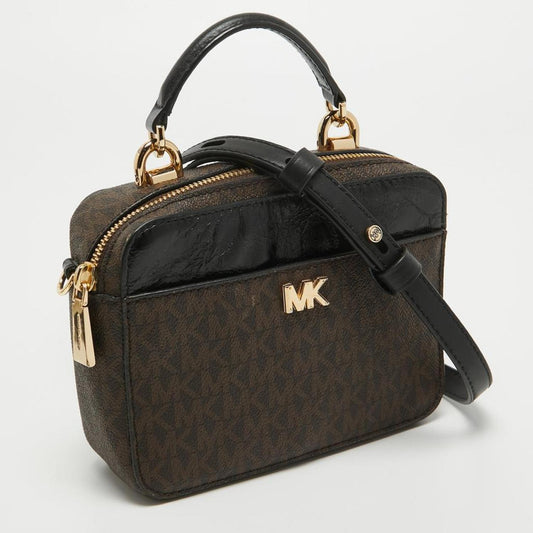 Michael Kors Signature Coated Canvas And Leather Top Handle Bag