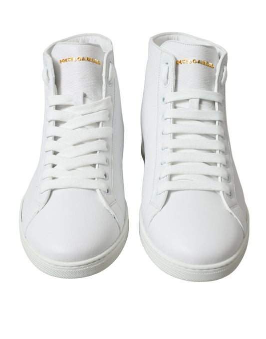 Dolce & Gabbana Elegant White Leather High Top Sneakers