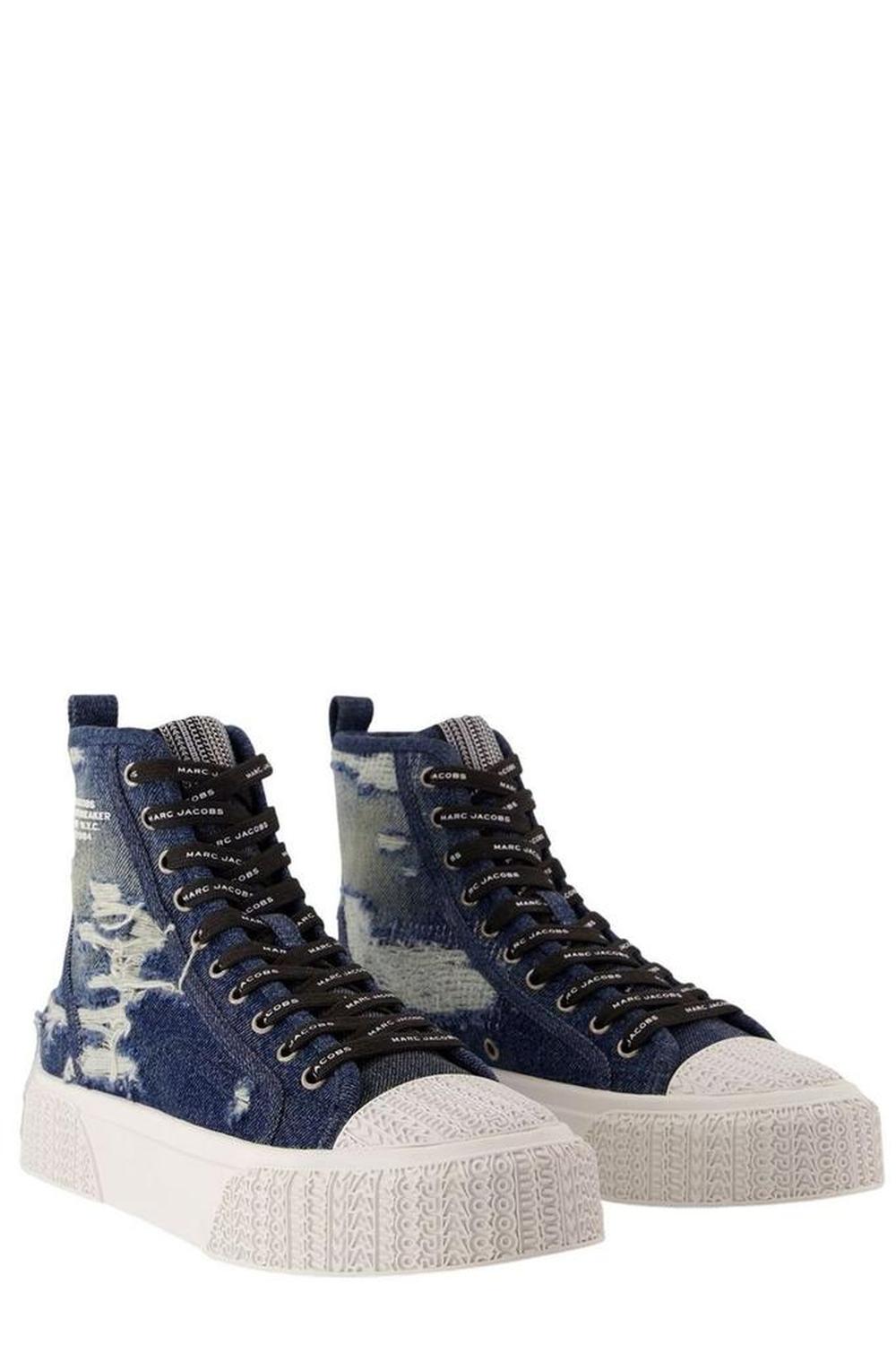 Marc Jacobs The Rip And Tear Denim Lace-Up Sneakers