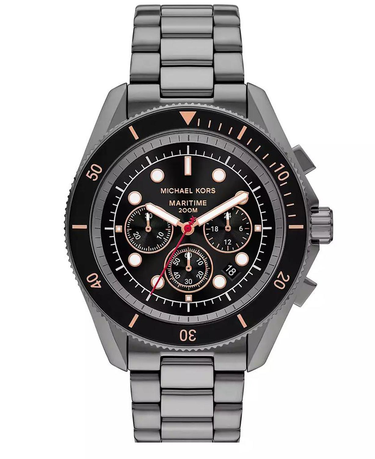 Men's Maritime Chronograph Gunmetal Stainless Steel Watch, 45mm